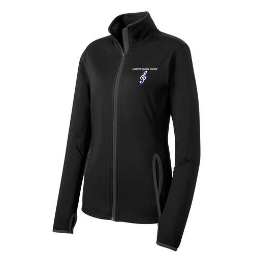 Sport-Tek Ladies Sport Wick Stretch Contrast Full Zip Jacket -- Black / Charcoal Grey
