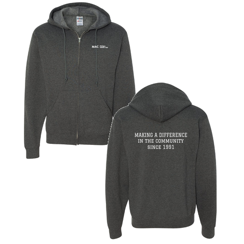 Jerzees Full Zip Hooded Sweatshirt -- Black Heather