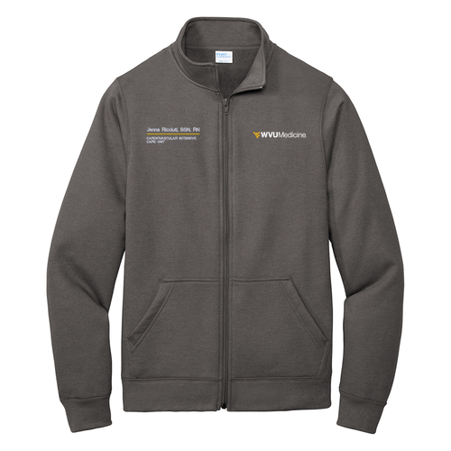 Port and Company Core Fleece Cadet Full-Zip Sweatshirt -- Dark Heather Grey