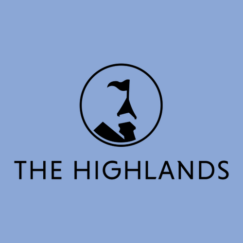The Highlands Logo 1 Black Ink -- Pullover Hooded Sweatshirt Carolina Blue