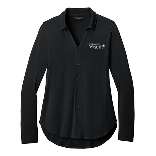 Port Authority Women’s Luxe Knit Button Tunic -- Deep Black