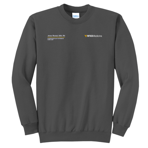 Embroidered Port and Company Classic Crewneck Sweatshirt -- Charcoal