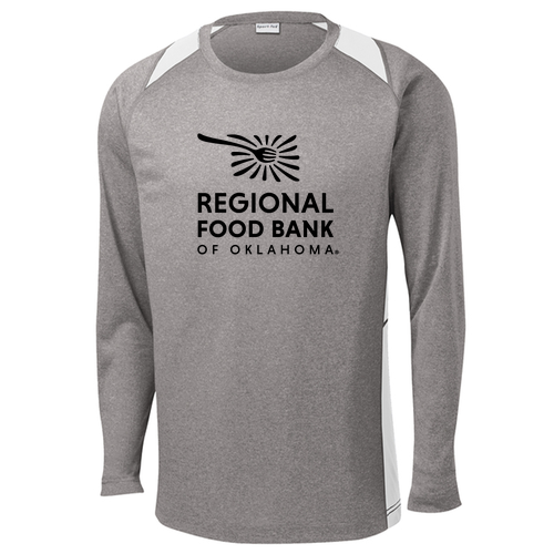 Sport-Tek Longsleeve Heather Colorblock Contender Tee -- Vintage Heather / White