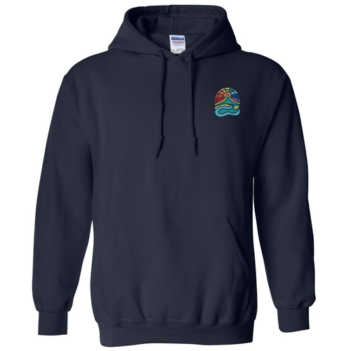 Gildan Heavy Blend Hooded Sweatshirt Front & Back -- Navy