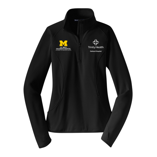 Ladies Sport Tek Sport Wick Stretch Half Zip Pullover -- Black