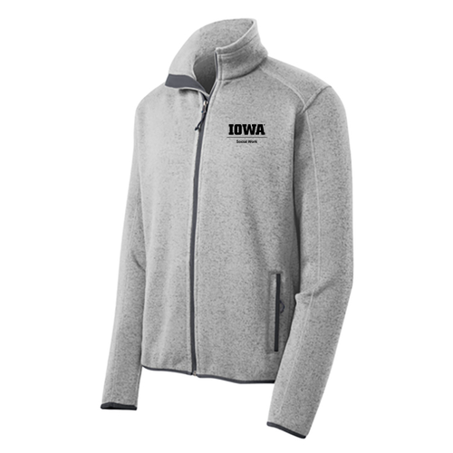Embroidered Port Authority Sweater Fleece Jacket -- Grey Heather