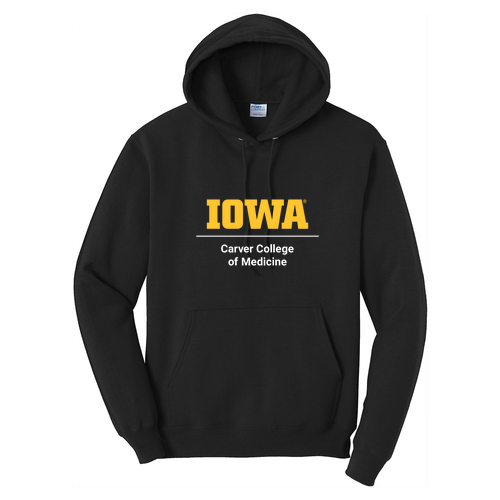 Printed CCOM Logo Port and Company Core Fleece Pullover Hooded Sweatshirt -- Jet Black