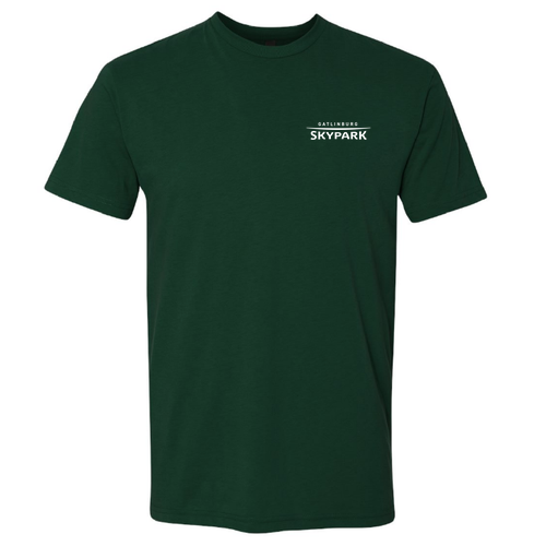 Gatlinburg Skypark Logo 2 White Ink -- Short Sleeve Forest Green