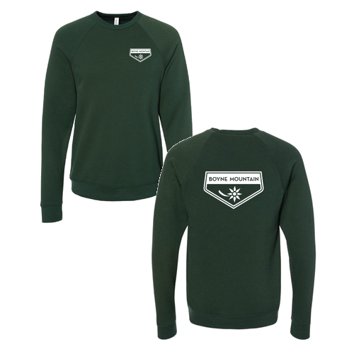 Boyne Mountain Logo 2 White Ink -- Crewneck Sweatshirt Forest