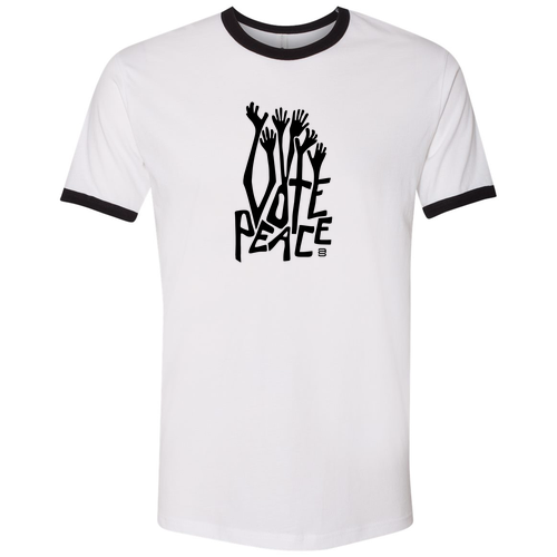 Next Level Unisex Fine Jersey Ringer Tee -- White/ Black