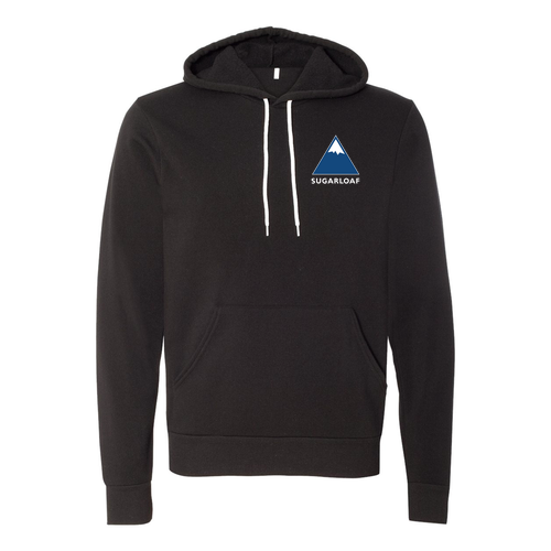 Sugarloaf Logo 2 Blue and White Ink -- Pullover Hooded Sweatshirt Black