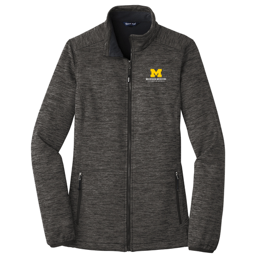 Ladies Sport-Tek PosiCharge Electric Heather Soft Shell Jacket -- Grey Black Electric