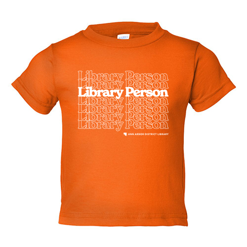 Rabbit Skins Short Sleeve Tee Toddler -- Orange, Library Person Logo