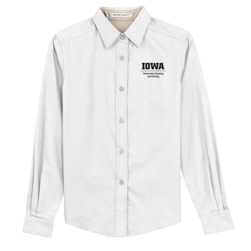 Port Authority Ladies Easy Care Long Sleeve Shirt -- White / Light Stone