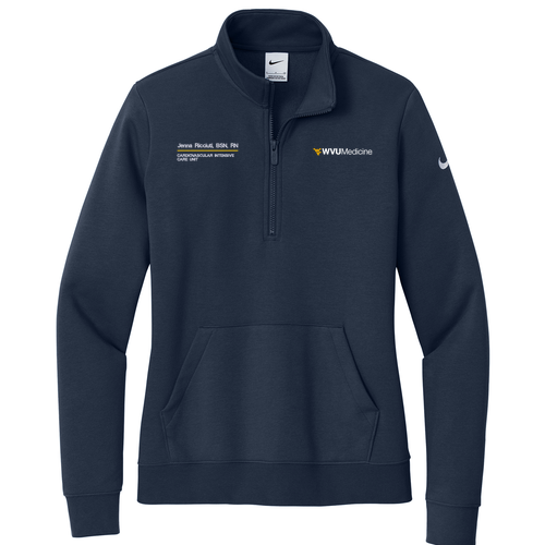 Nike Ladies Club Fleece Sleeve Swoosh 1/2 Zip -- Midnight Navy