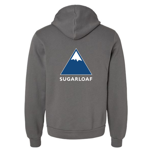 Sugarloaf Logo 2 Blue and White Ink -- Pullover Hooded Sweatshirt Asphalt