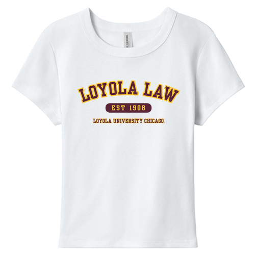 Loyola Law Baby Tee -- Solid White Blend