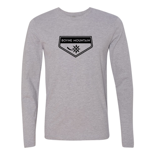 Boyne Mountain Logo 1 Black Ink -- Long sleeve Heather Grey