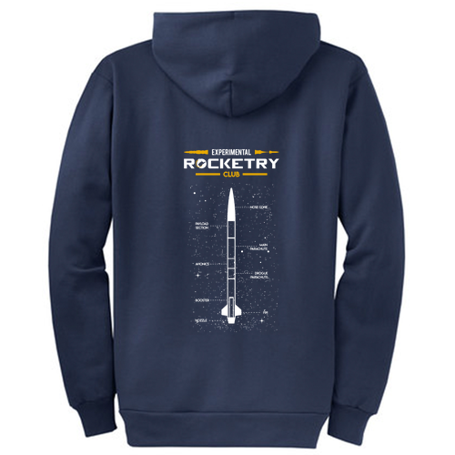 Port and Company Classic Full Zip Hooded Sweatshirt -- Navy (Diagram Design)