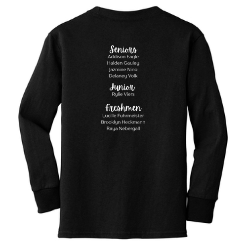 Port and Company Youth Long Sleeve 100% Cotton T-Shirt with Names -- Jet Black