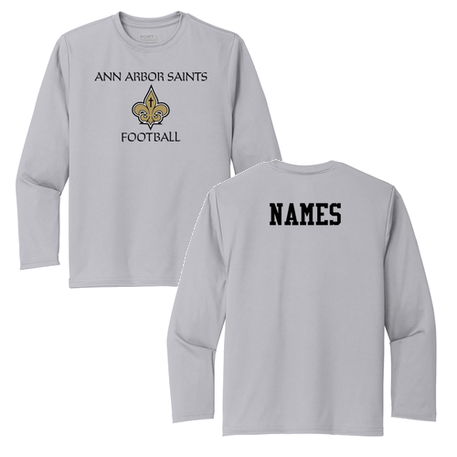 Youth Port & Company Long Sleeve Performance Tee -- Silver