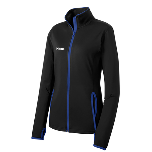 Ladies Sport-Tek Sport Wick Stretch Contrast Full Zip Jacket -- Black / True Royal