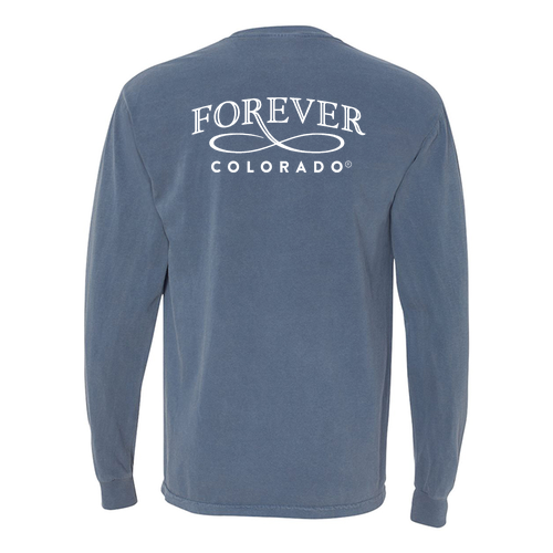 Comfort Colors Adult Long Sleeve Pocket Tee -- Blue Jean