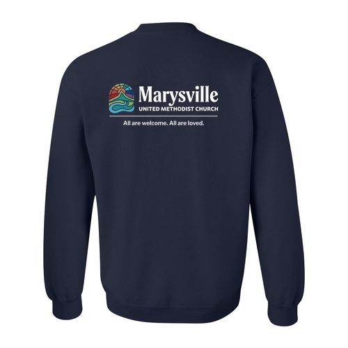 Gildan Heavy Blend Crew Neck Sweatshirt Front & Back -- Navy