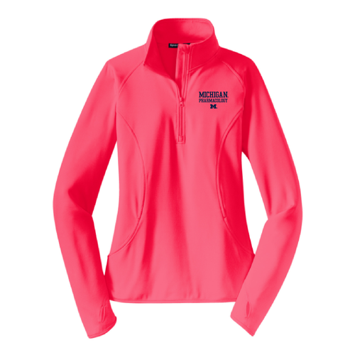 Ladies Sport Tek Sport Wick Stretch Half Zip Pullover -- Hot Coral