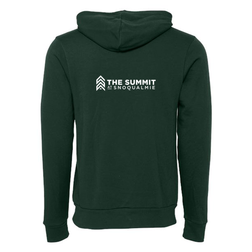 The Summit at Snoqualmie Logo 2 White Ink -- Pullover Hooded Sweatshirt Forest