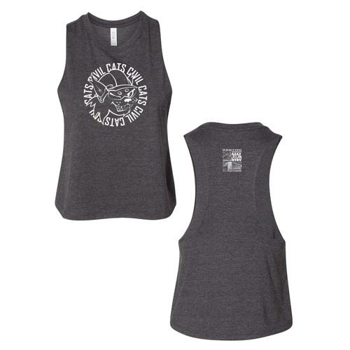 Bella Canvas Ladies Racerback Cropped Tank -- white Print Dark Grey Heather