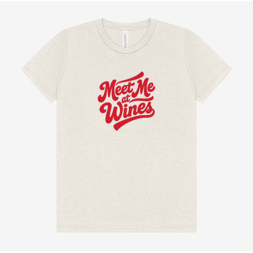 Youth Bella Canvas Soft Fitted Triblend Short Sleeve Tee -- Oatmeal Triblend, Meet Me at Wines