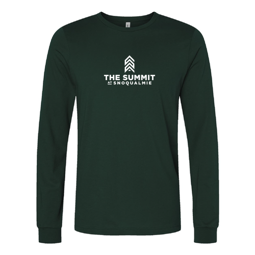 The Summit at Snoqualmie Logo 1 White Ink -- Longsleeve Forest
