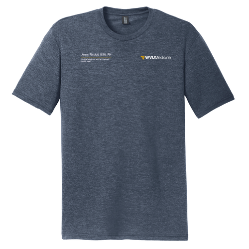 Embroidered District Made Mens Perfect Tri Crew Tee -- Navy Frost