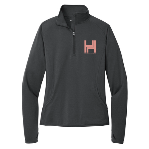 Sport Tek Ladies Sport Wick Stretch Half Zip Pullover -- Charcoal Grey