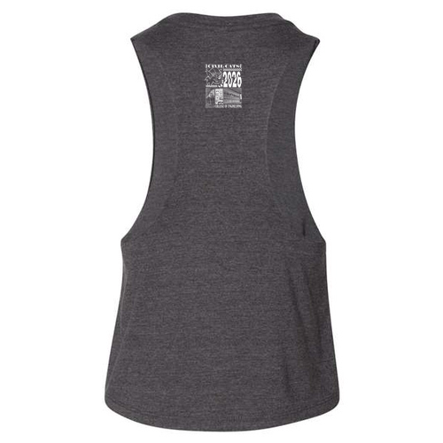 Bella Canvas Ladies Racerback Cropped Tank -- white Print Dark Grey Heather