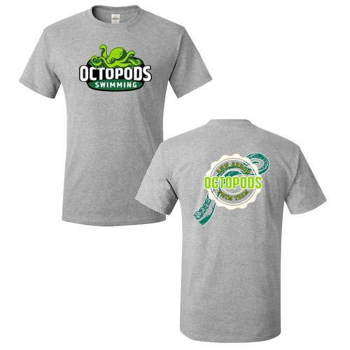 Hanes Authentic Short Sleeve T-Shirt -- Light Steel, Tentacle Back