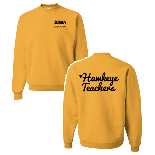 Hawkeye Teachers Jerzees 8 Oz., 50/50 Nublend Fleece Crew -- Gold