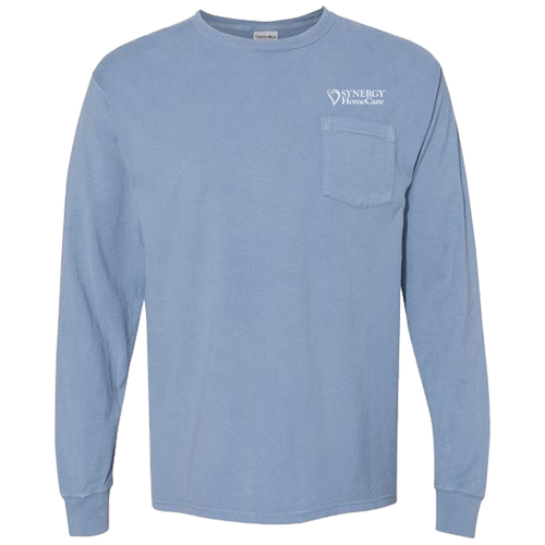 ComfortWash by Hanes Garment Dyed Long Sleeve T-Shirt With a Pocket -- Saltwater