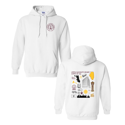 Chicago collage Hoodie -- White