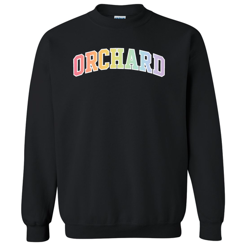 Pastel Rainbow Gildan Heavy Blend Crew Neck Sweatshirt -- Black