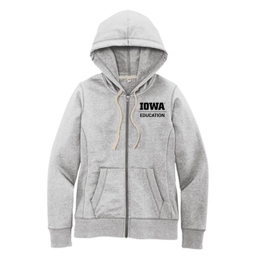 Hawkeye Teachers District Women's Re-Fleece Full-Zip Hoodie -- Light Heather Grey