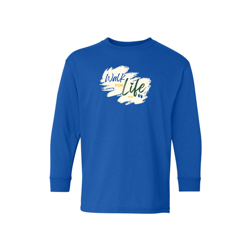 Gildan Youth Heavy Cotton Long Sleeve T Shirt -- Royal