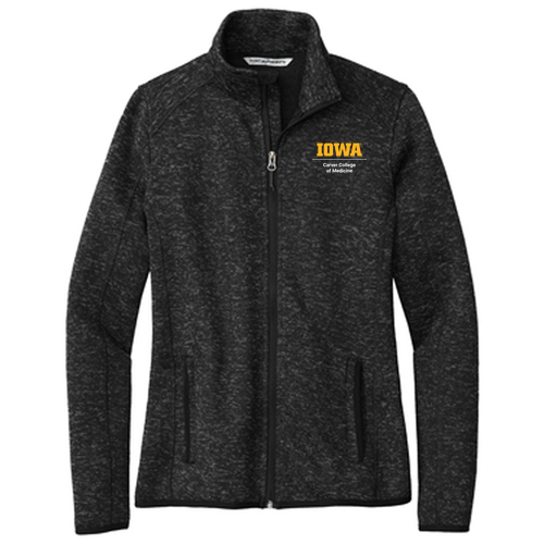 Port Authority Ladies Sweater Fleece Jacket -- Black Heather