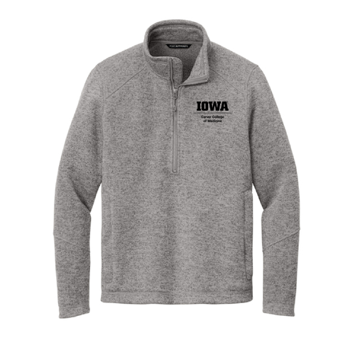 Embroidered Left Chest Logo Port Authority Arc Sweater Fleece 1/4-Zip -- Deep Smoke Heather
