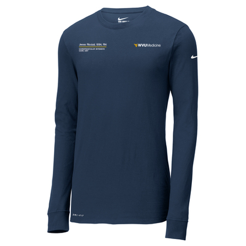 Nike Dri-FIT Cotton/Poly Long Sleeve Tee -- College Navy