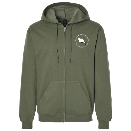 Gildan Midweight Fleece Adult Full Zip Hooded Sweatshirt -- Military Green