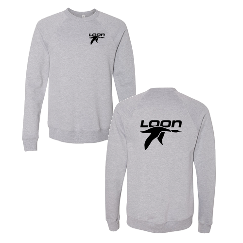 Loon Logo 2 Black Ink -- Crewneck Sweatshirt Athletic Heather