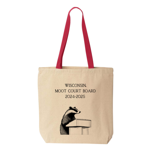 Liberty Bags Canvas Tote with Contrasting Handles  Badger Logo  Natural / Red