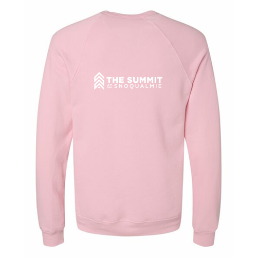 The Summit at Snoqualmie Logo 2 White Ink -- Crewneck Sweatshirt Pink